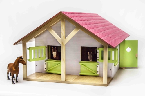 Kids Globe Horse stable pink with 2 Boxes and Storage room 1:24